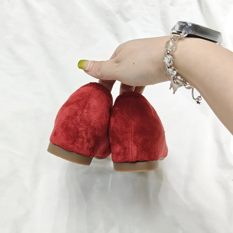 QING MISS Casual Single Shoes Women's Red-3