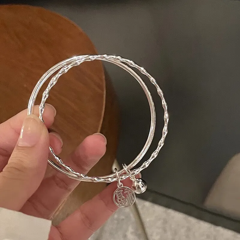 Hui Xuan Charm 999 Fine Silver Bangles Women's-3