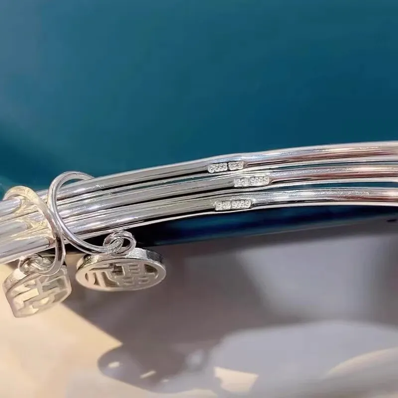 Hui Xuan Charm 999 Fine Silver Bangles Women's-5