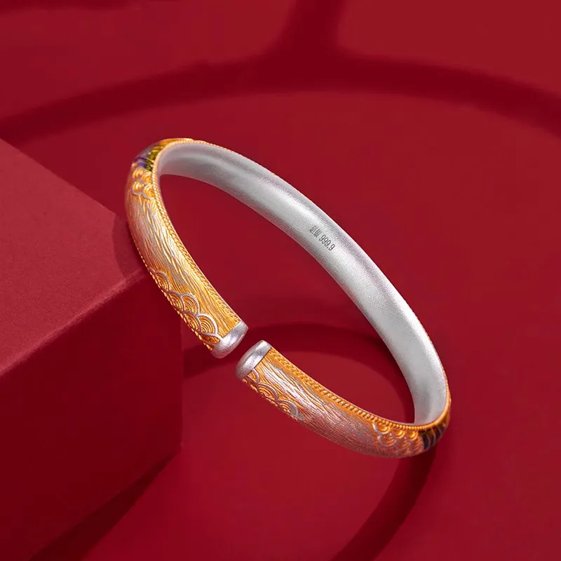 Hui Xuan Charm 999 Fine Silver Bangles Women's-3