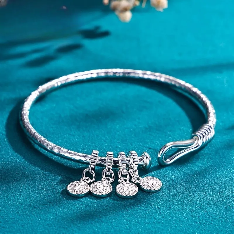 Hui Xuan Charm 999 Fine Silver Bangles Women's-4