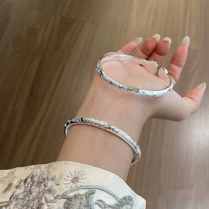 Hui Xuan Charm 999 Fine Silver Bangles Women's-2