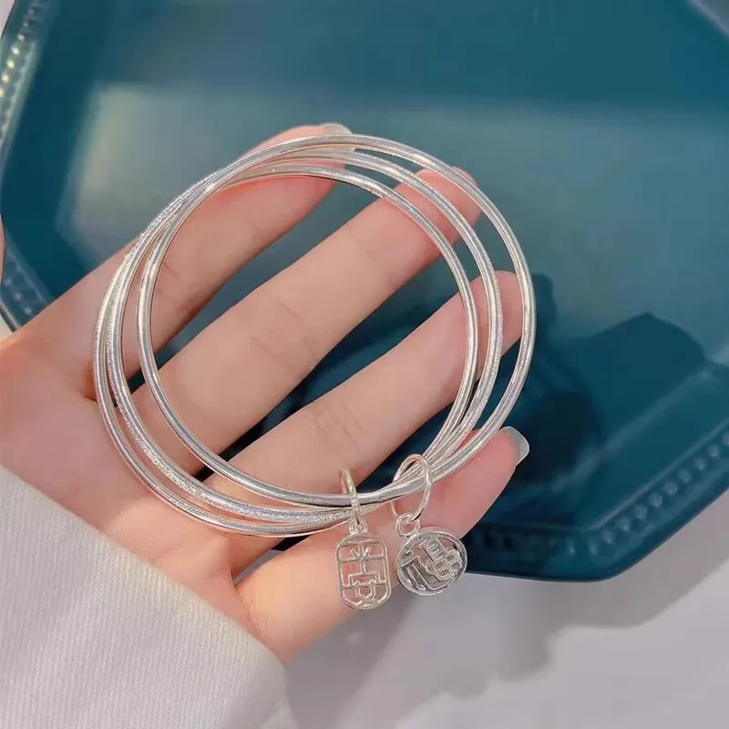 Hui Xuan Charm 999 Fine Silver Bangles Women's-1