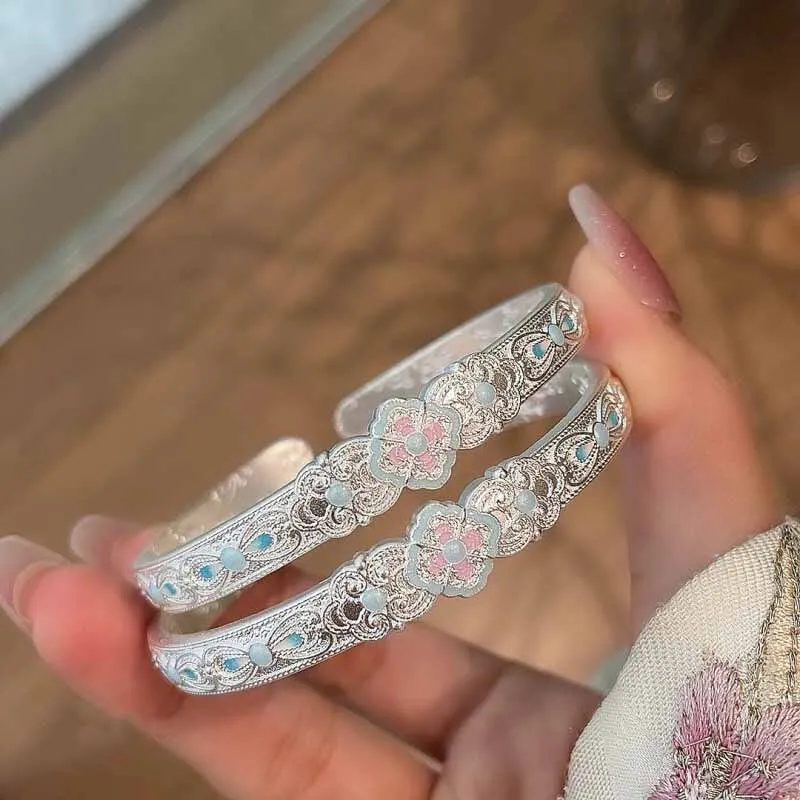 Hui Xuan Charm 999 Fine Silver Bangles Women's-4