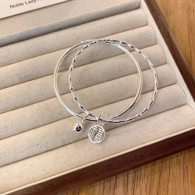 Hui Xuan Charm 999 Fine Silver Bangles Women's-2
