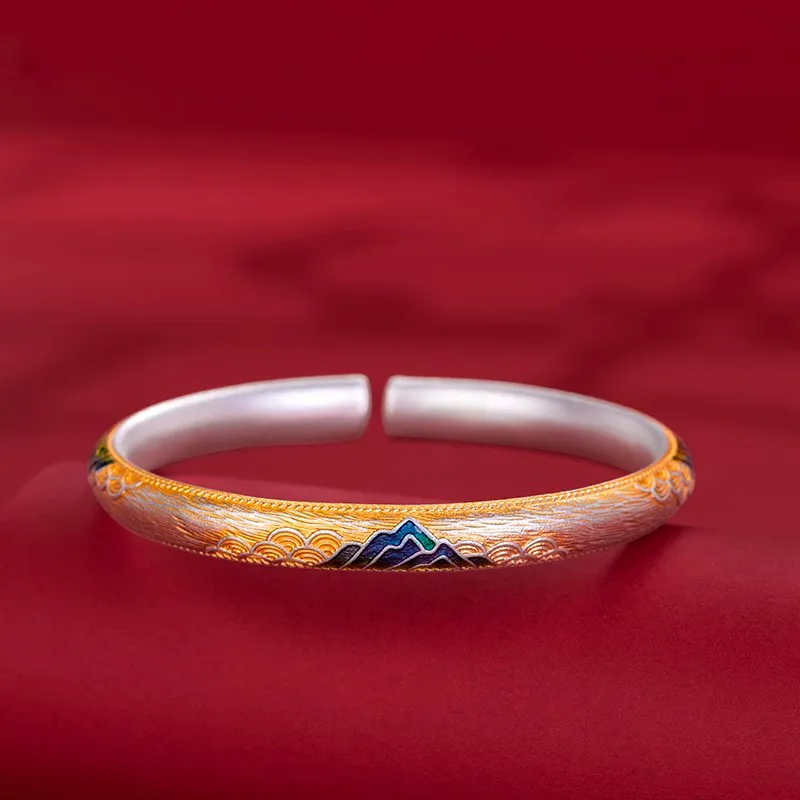Hui Xuan Charm 999 Fine Silver Bangles Women's-4