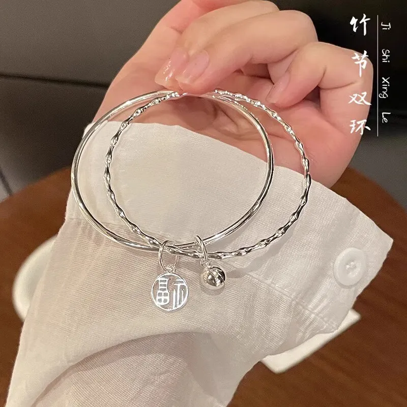 Hui Xuan Charm 999 Fine Silver Bangles Women's-1