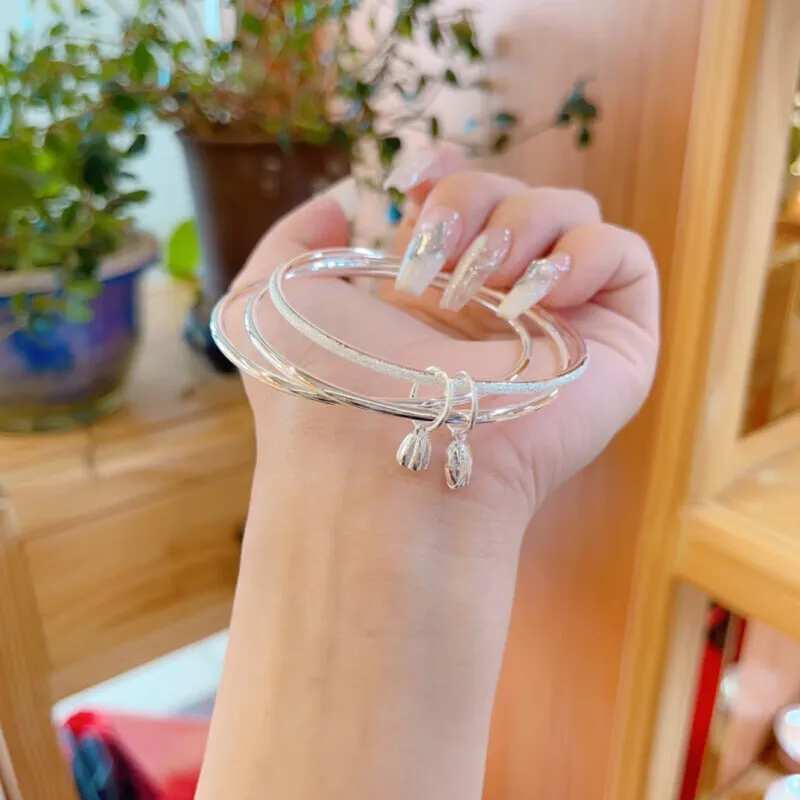 Hui Xuan Charm 999 Fine Silver Bangles Women's-3