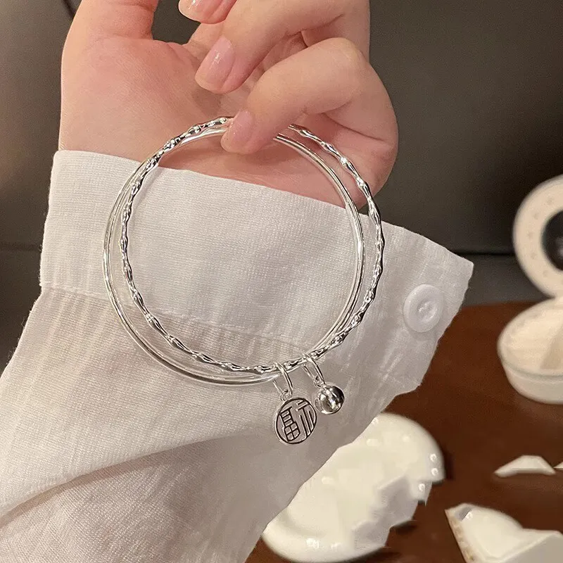 Hui Xuan Charm 999 Fine Silver Bangles Women's-6