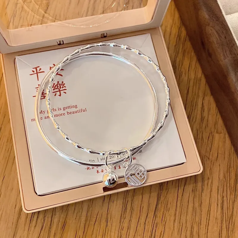 Hui Xuan Charm 999 Fine Silver Bangles Women's-4