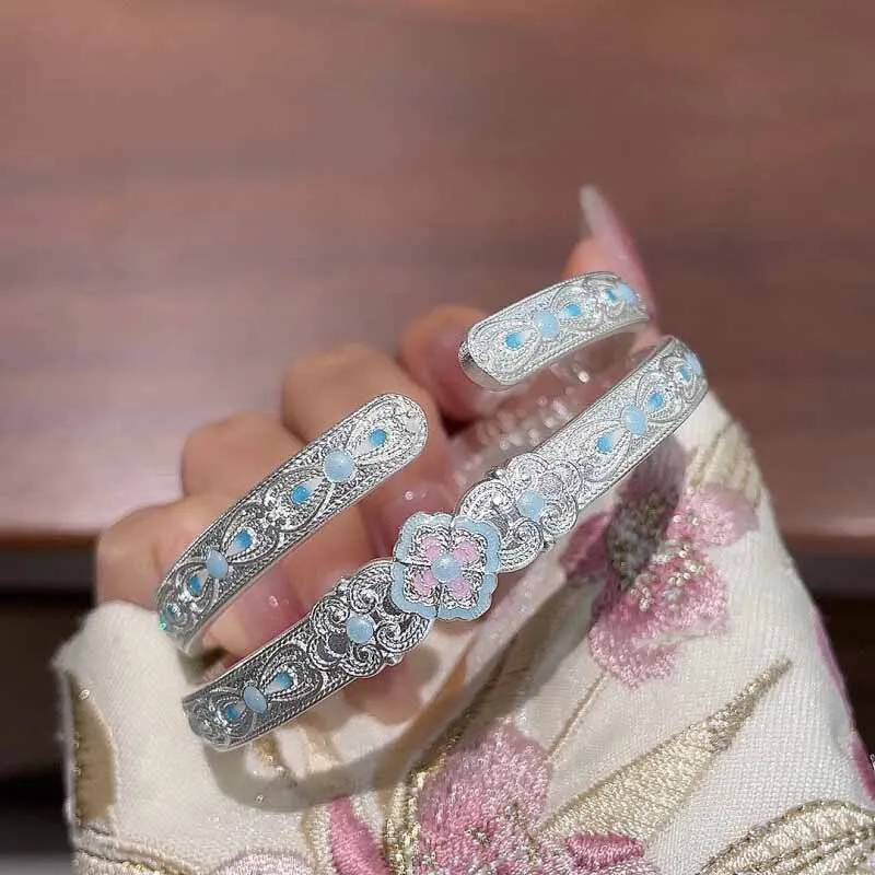 Hui Xuan Charm 999 Fine Silver Bangles Women's-2