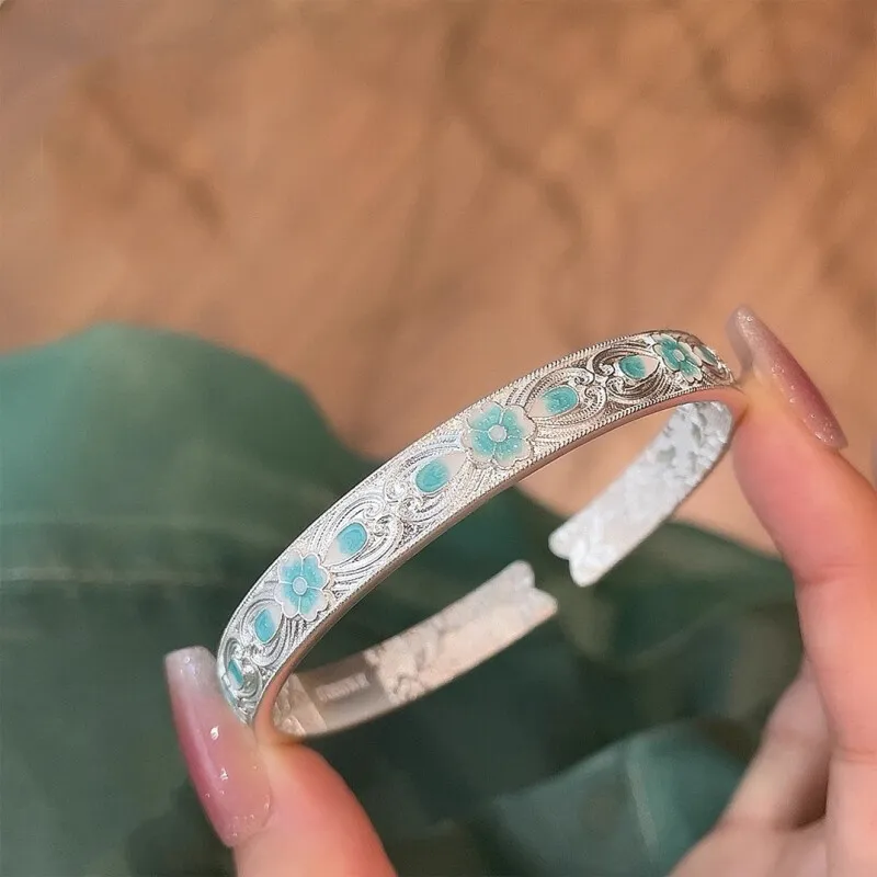 Hui Xuan Charm 999 Fine Silver Sterling Silver Bracelets Women's-5
