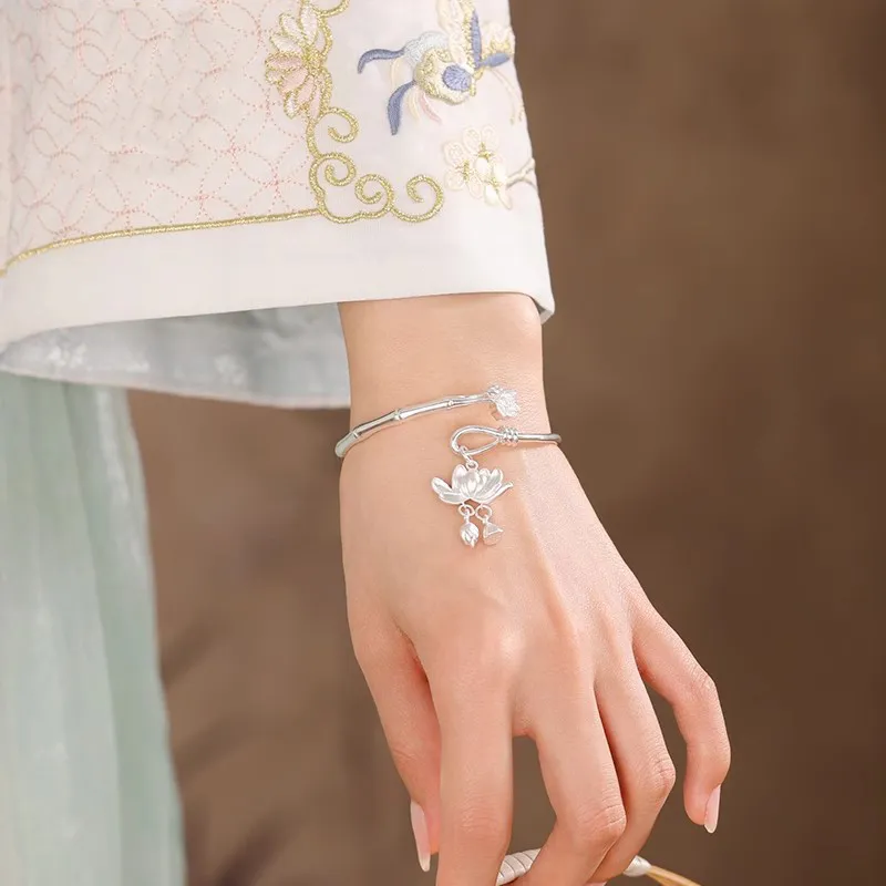 Hui Xuan Charm 999 Fine Silver Bangles Women's-4