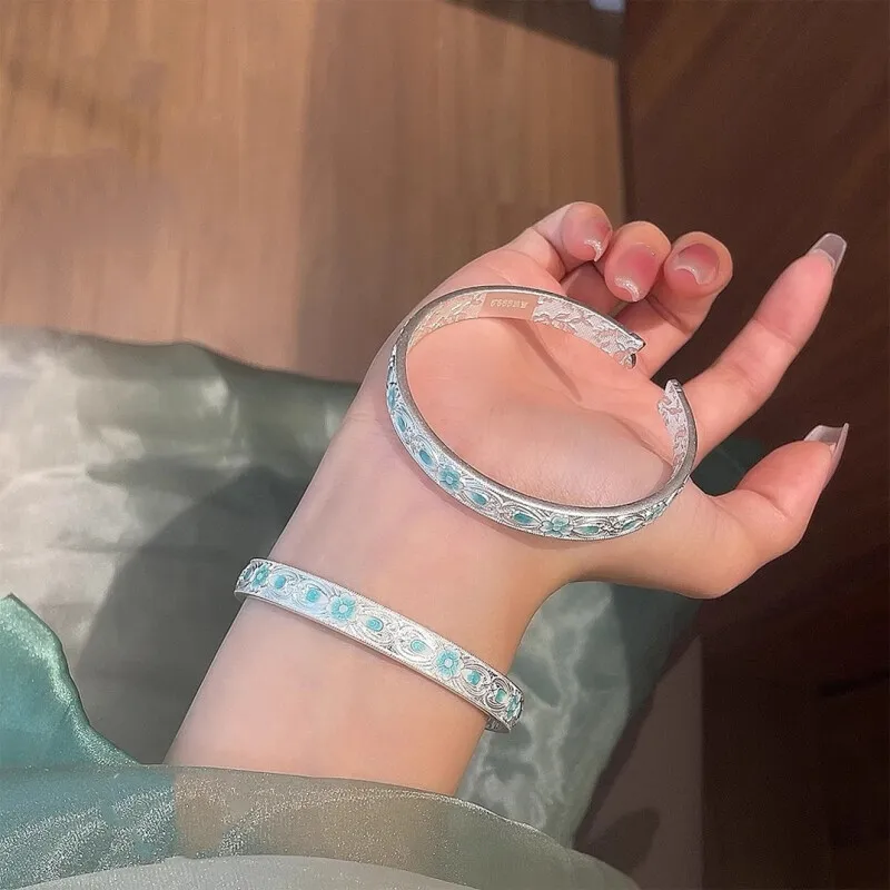 Hui Xuan Charm 999 Fine Silver Sterling Silver Bracelets Women's-2
