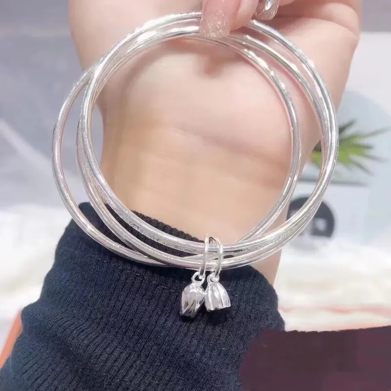 Hui Xuan Charm 999 Fine Silver Bangles Women's-4