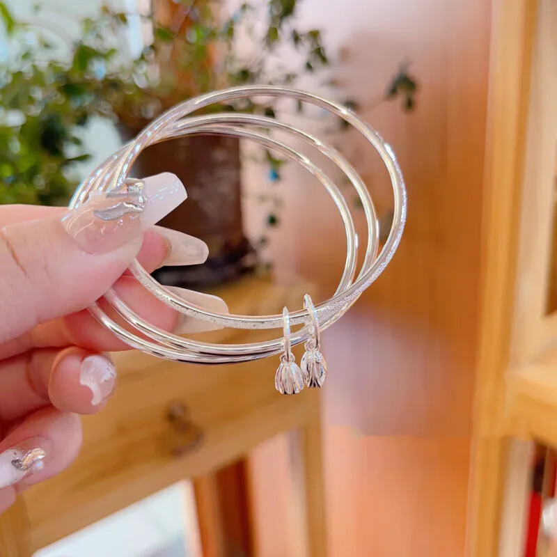 Hui Xuan Charm 999 Fine Silver Bangles Women's-1