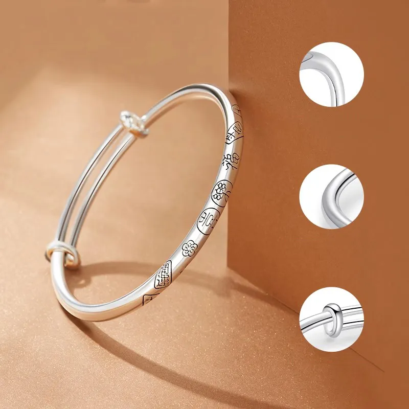 Hui Xuan Charm 999 Fine Silver Bangles Women's-3