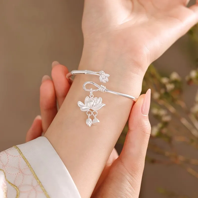 Hui Xuan Charm 999 Fine Silver Bangles Women's-3