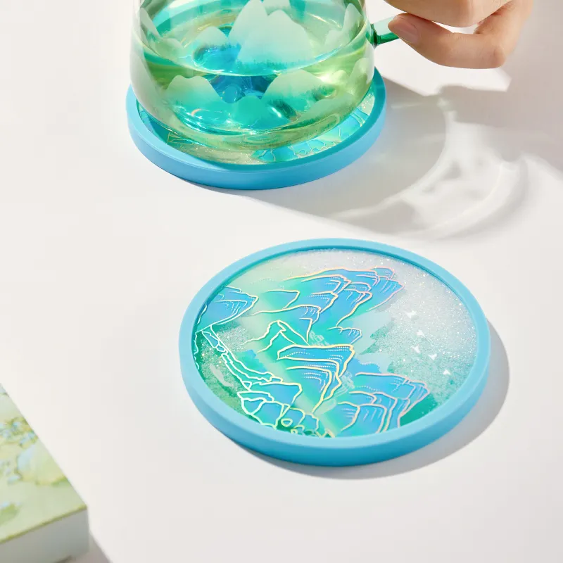 Gongtingbaobei Norman's 'Jiangshan Map' Quicksand Coaster And 'Flowing Silk' Coaster Acrylic Stands-6