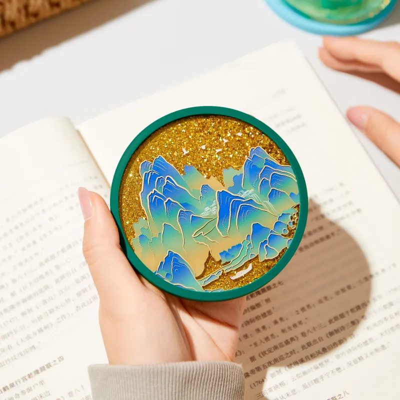 Gongtingbaobei Norman's 'Jiangshan Map' Quicksand Coaster And 'Flowing Silk' Coaster Acrylic Stands-2