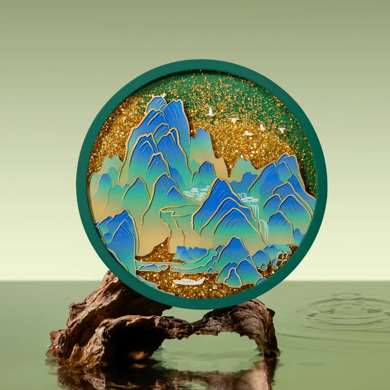 Gongtingbaobei Norman's 'Jiangshan Map' Quicksand Coaster And 'Flowing Silk' Coaster Acrylic Stands-1