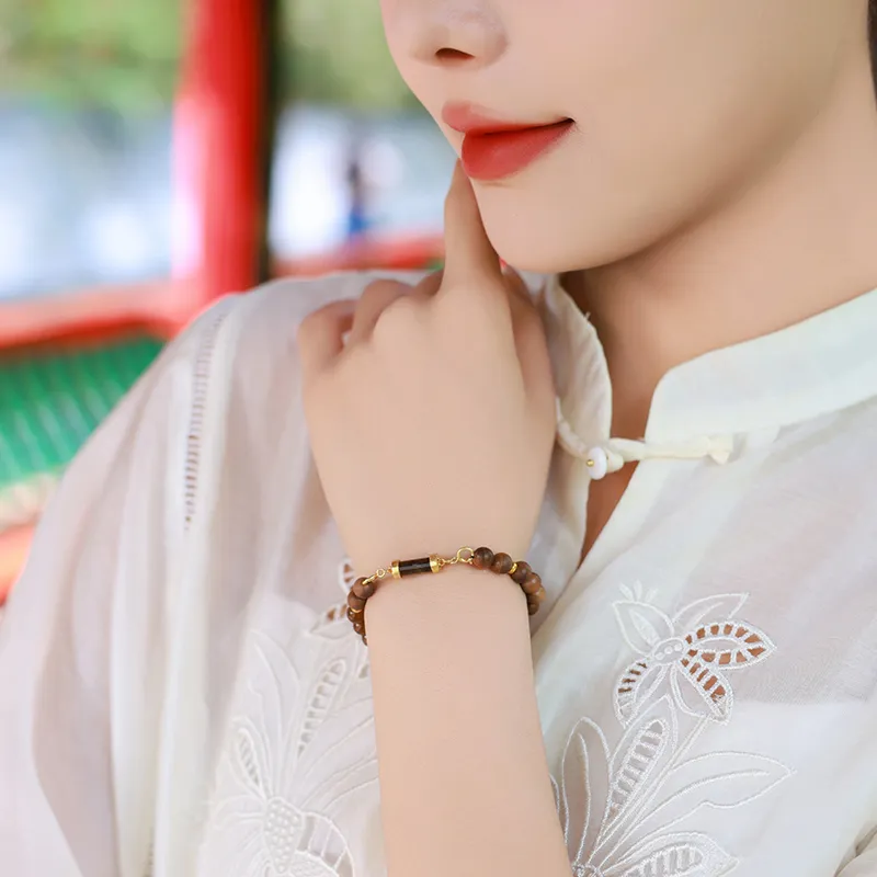 Moon Seal Hundred Rivers Laoshan Sandalwood Wooden Bracelets Unisex-6