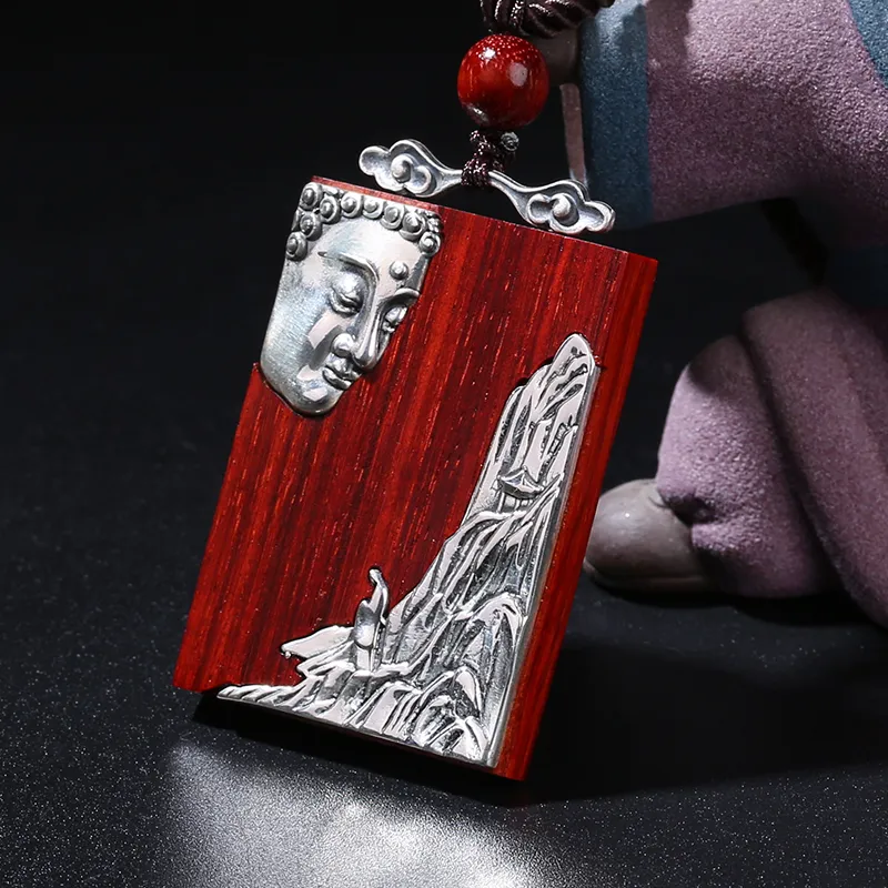 Moon Seal Hundred Rivers Rosewood Pendants Unisex-4