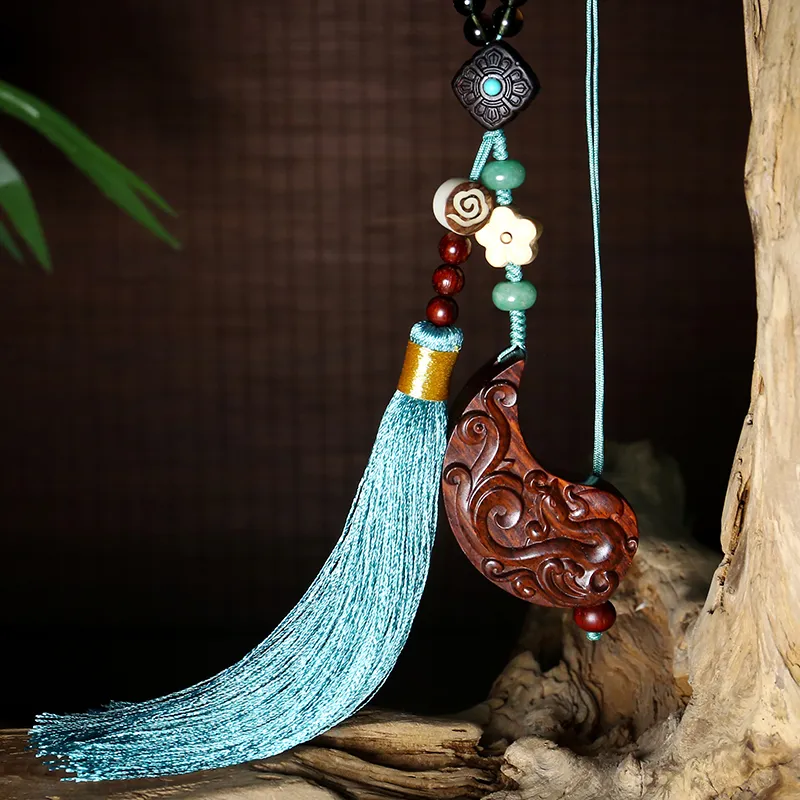 Moon Seal Hundred Rivers Huanghuali Wooden Product Charm Unisex-6