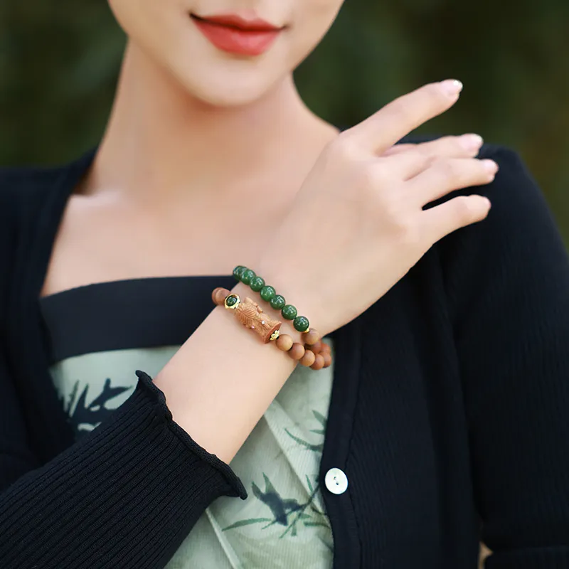 Moon Seal Hundred Rivers Laoshan Sandalwood Bracelets Unisex-5