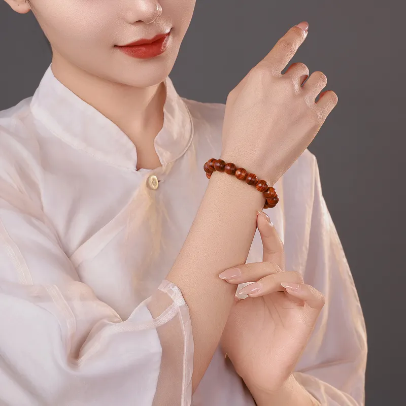 Moon Seal Hundred Rivers Huanghuali Precious Wood Bracelets Unisex-1