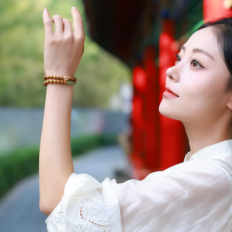 Moon Seal Hundred Rivers Laoshan Sandalwood Wooden Bracelets Unisex-2