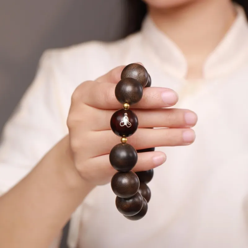 Moon Seal Hundred Rivers Fragrance Agarwood Precious Wood Bracelets Unisex-2