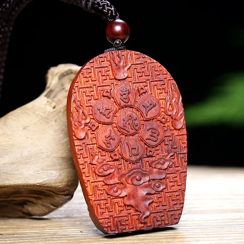 Moon Seal Hundred Rivers Rosewood Pendants Unisex-7