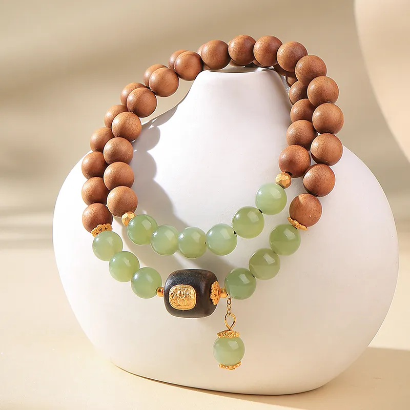 Moon Seal Hundred Rivers Laoshan Sandalwood Bracelets Unisex-1