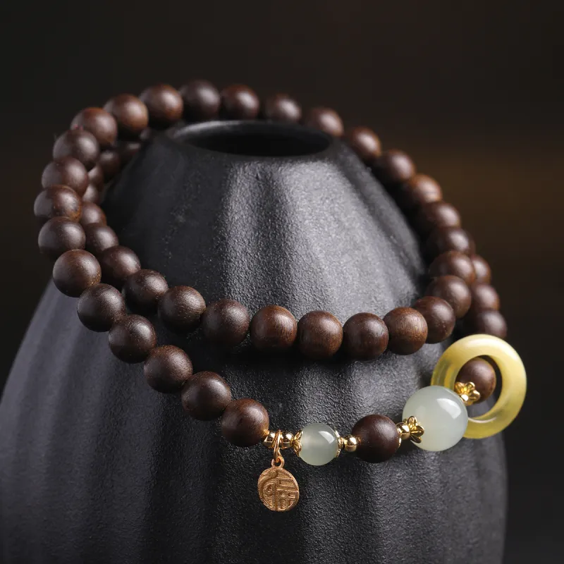 Moon Seal Hundred Rivers Fragrance Agarwood Precious Wood Bracelets Unisex-2