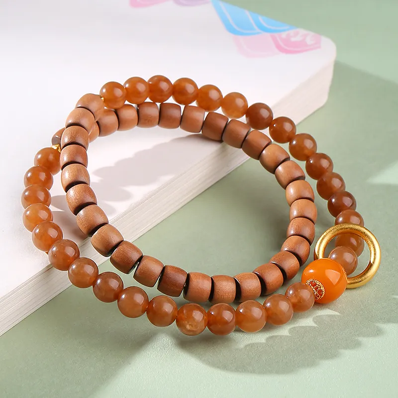 Moon Seal Hundred Rivers Laoshan Sandalwood Bracelets Unisex-1