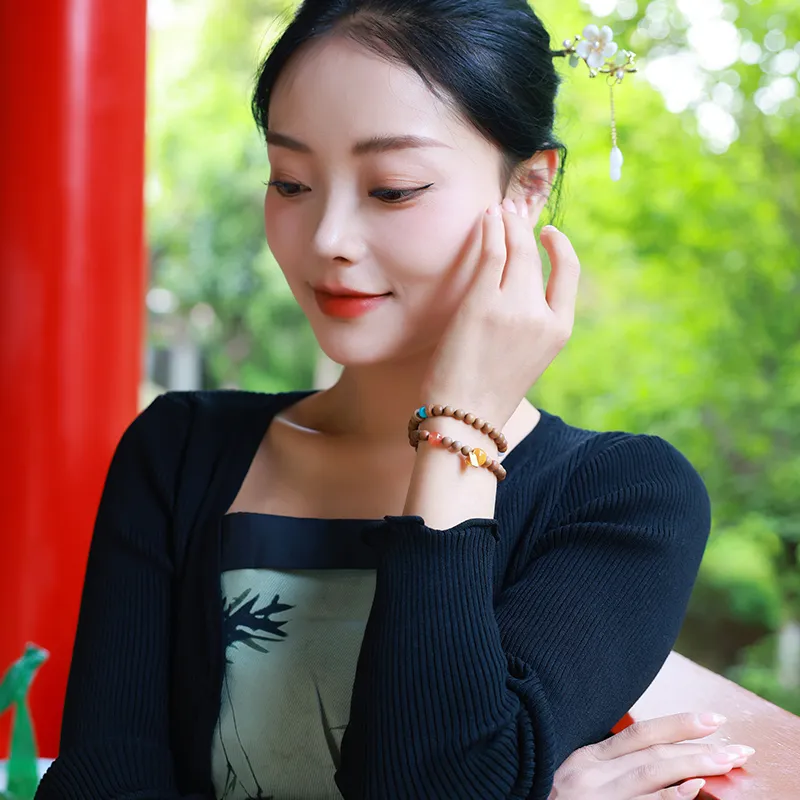 Moon Seal Hundred Rivers Laoshan Sandalwood Bracelets Unisex-5
