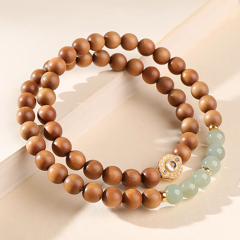 Moon Seal Hundred Rivers Laoshan Sandalwood Wooden Bracelets Unisex-1