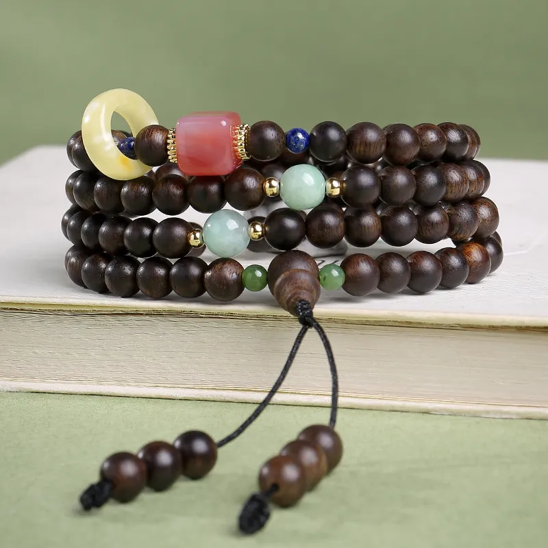 Moon Seal Hundred Rivers Agarwood Bracelets Unisex-2