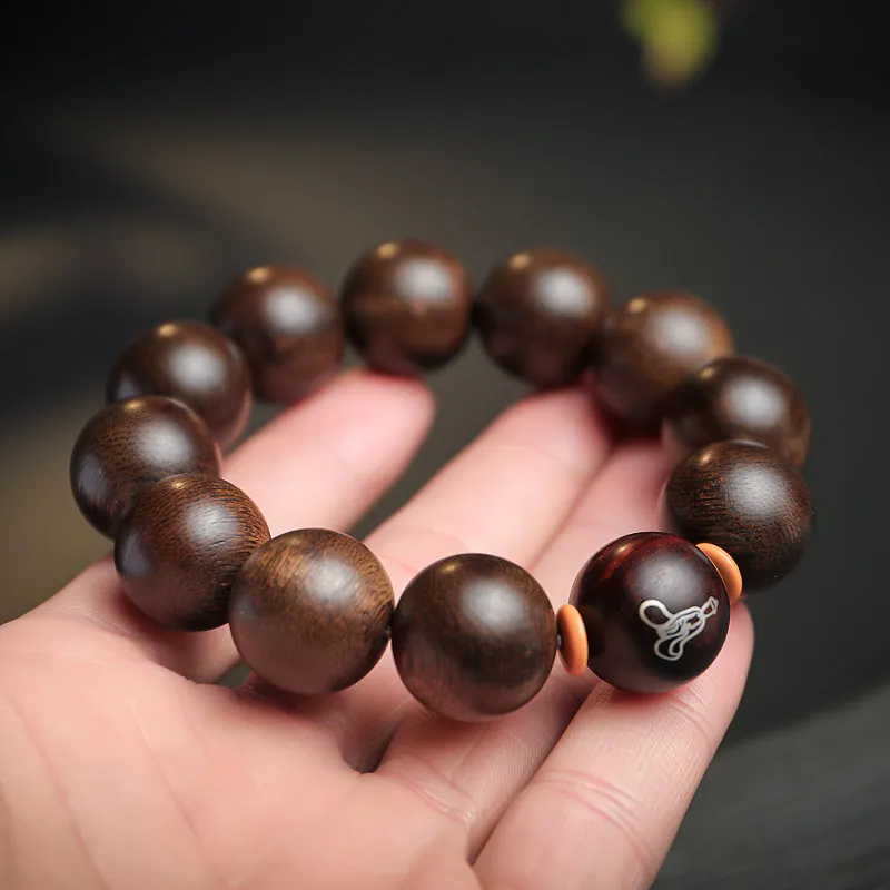 Moon Seal Hundred Rivers Fragrance Agarwood Wooden Bracelets Unisex-4