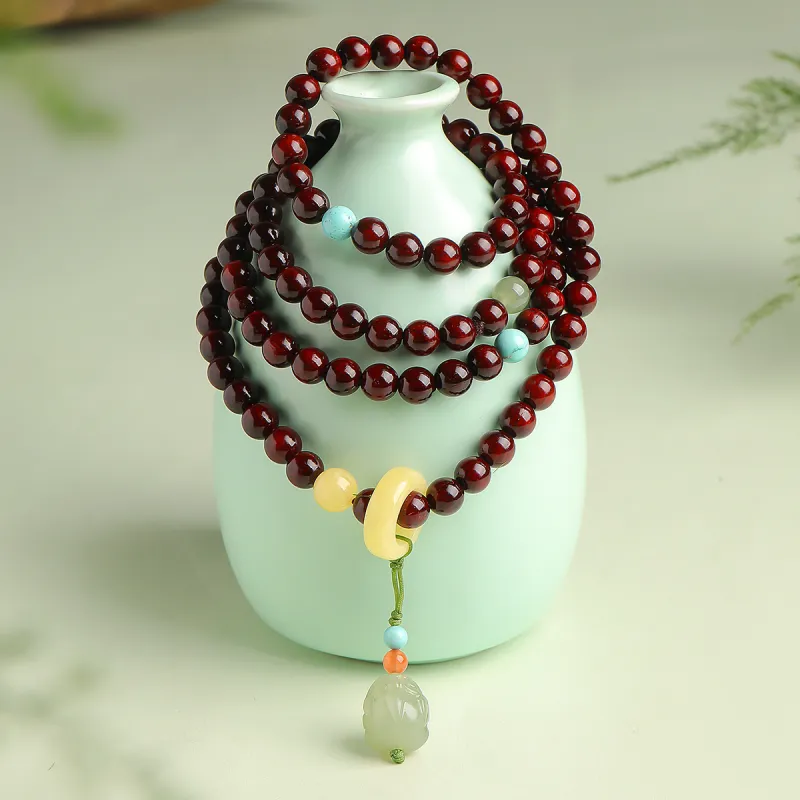 Moon Seal Hundred Rivers Rosewood Wooden Bracelets Unisex-1