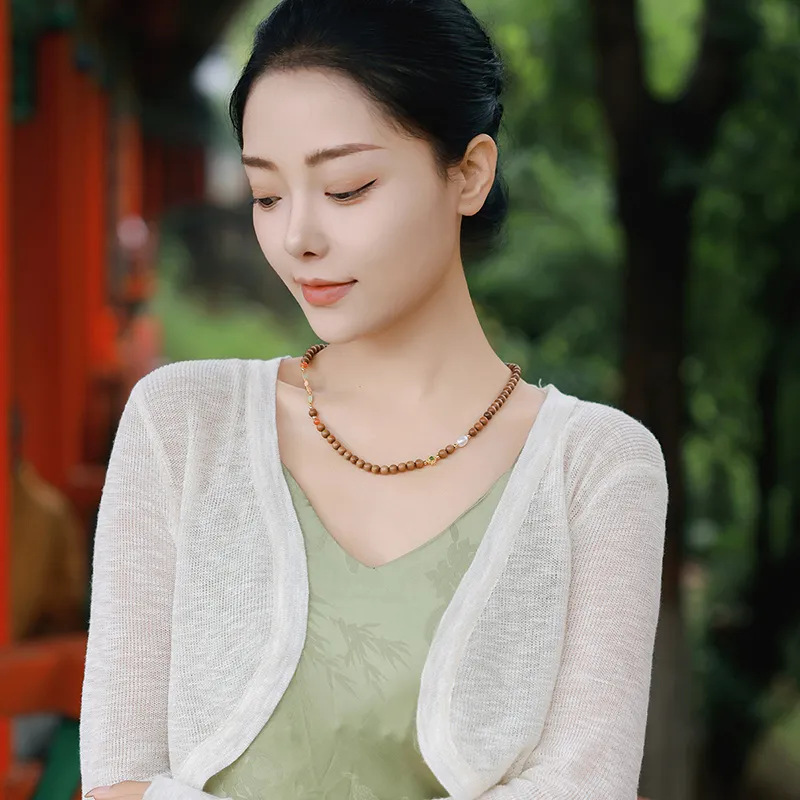 Moon Seal Hundred Rivers Laoshan Sandalwood Precious Wood Bead Strings Unisex-2