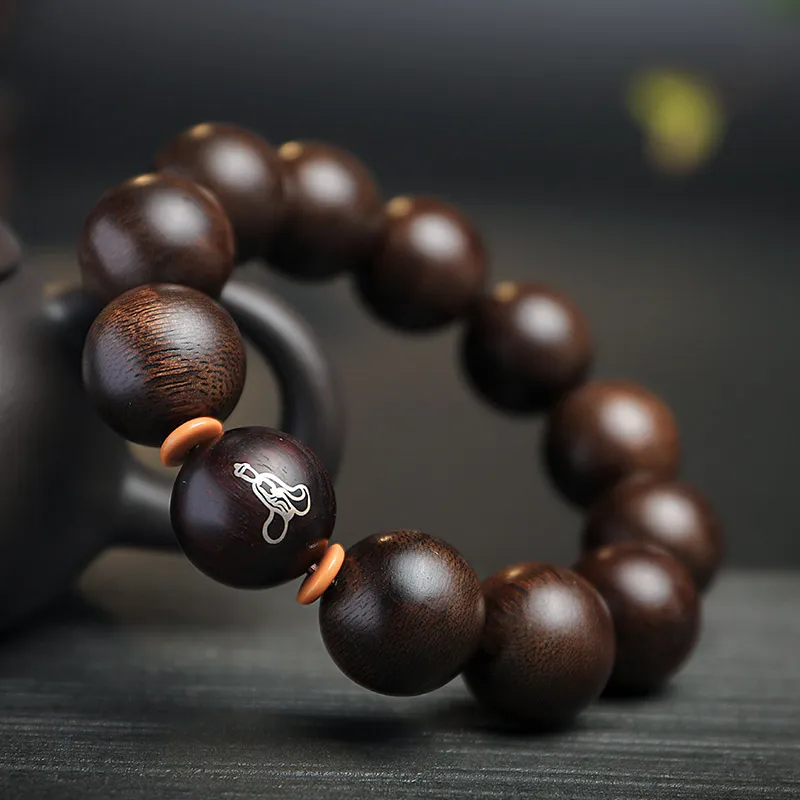 Moon Seal Hundred Rivers Fragrance Agarwood Wooden Bracelets Unisex-3