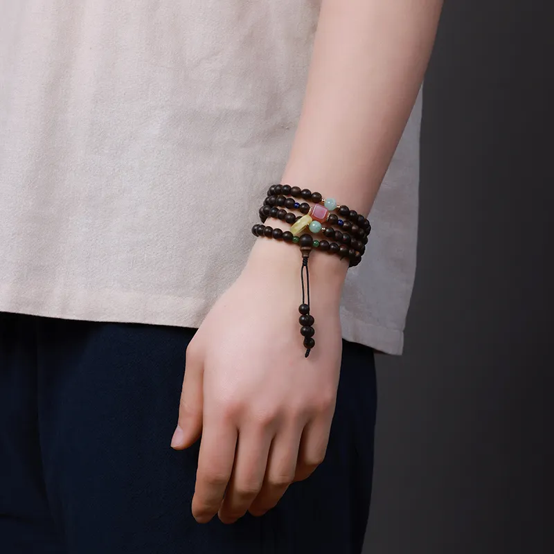Moon Seal Hundred Rivers Agarwood Bracelets Unisex-5