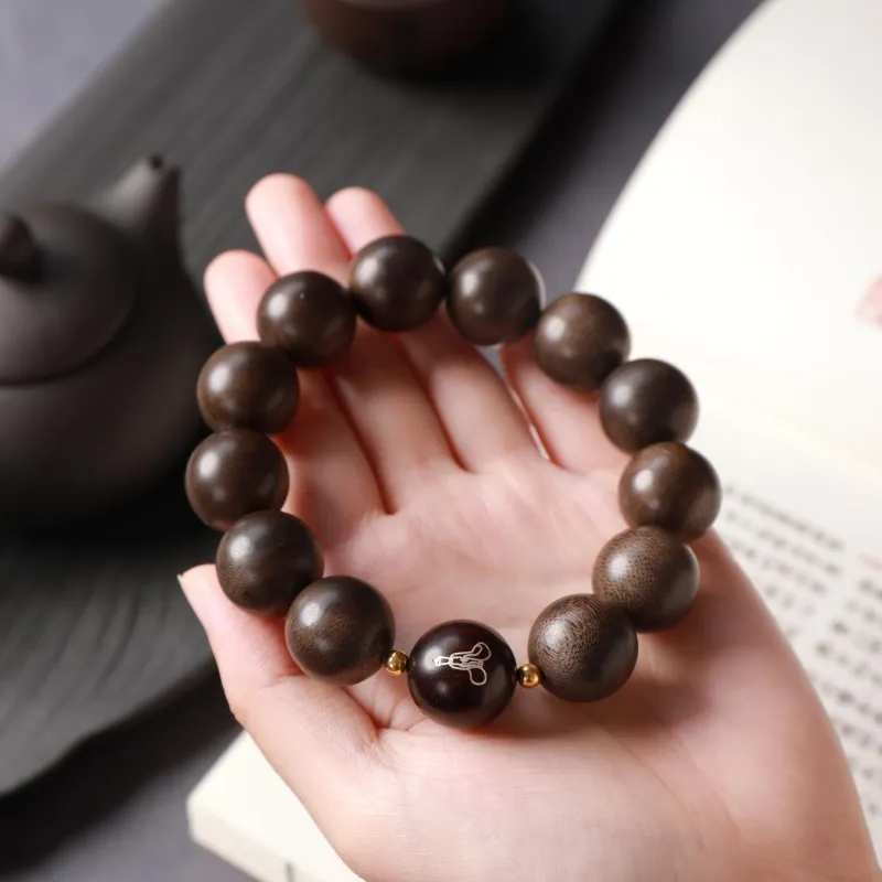 Moon Seal Hundred Rivers Fragrance Agarwood Precious Wood Bracelets Unisex-3