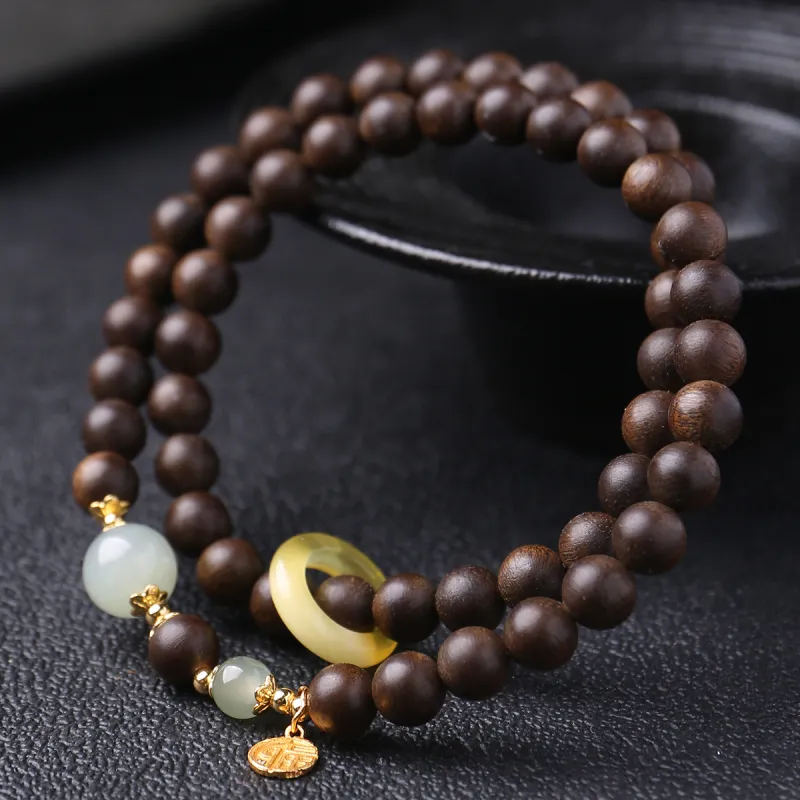Moon Seal Hundred Rivers Fragrance Agarwood Precious Wood Bracelets Unisex-1
