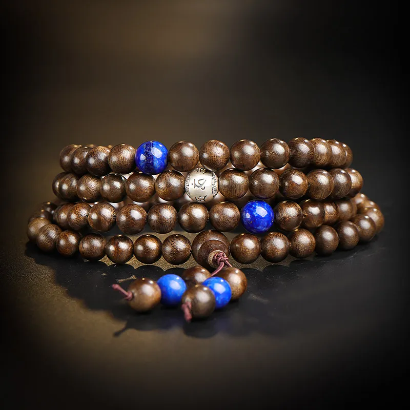 Moon Seal Hundred Rivers Fragrance Agarwood Wooden Bracelets Unisex-1