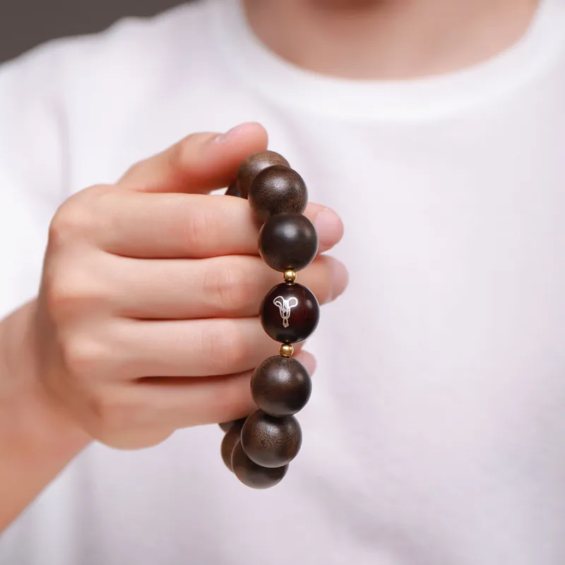 Moon Seal Hundred Rivers Fragrance Agarwood Precious Wood Bracelets Unisex-6