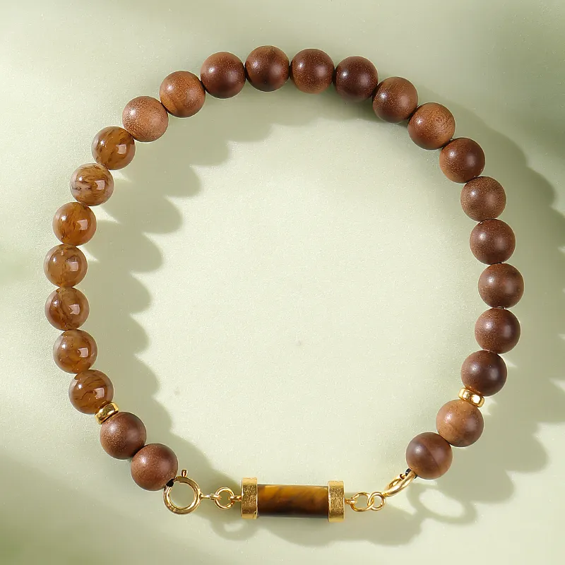 Moon Seal Hundred Rivers Laoshan Sandalwood Wooden Bracelets Unisex-2