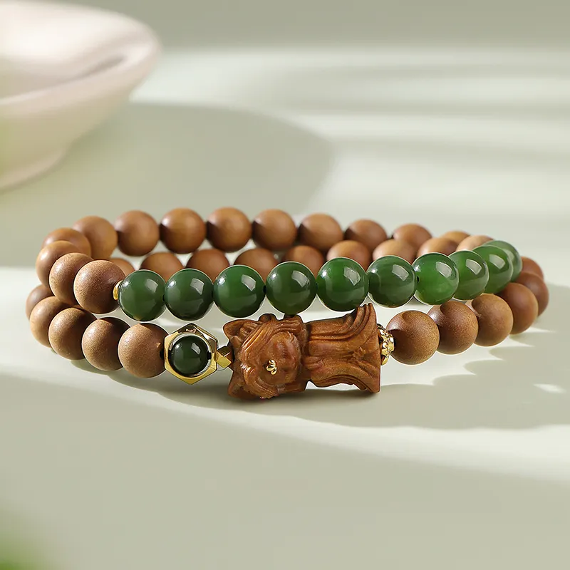 Moon Seal Hundred Rivers Laoshan Sandalwood Bracelets Unisex-1